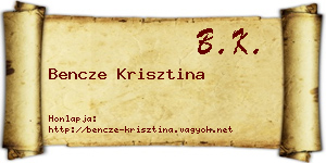 Bencze Krisztina névjegykártya